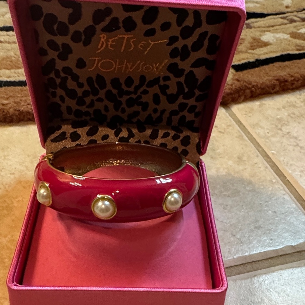 Betsey Johnson Fuchsia Bracelet with Pearl Accents